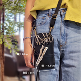 【再入荷】シザーケース ぴーなつ3 ブラック 本革 4丁