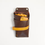 シザーケース "comodo" クリッパーケース ブラウン PUレザー 4丁用