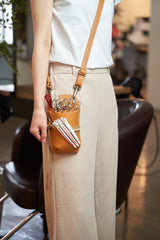 【再入荷】シザーケース ぴーなつ3 ベージュ 本革 4丁