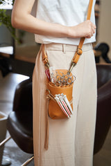 【再入荷】シザーケース ぴーなつ3 ベージュ 本革 4丁