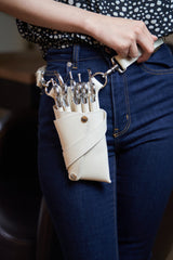 シザーケース No.42 ホワイト 本革 5丁