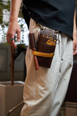 シザーケース "comodo" クリッパーケース ブラウン PUレザー 4丁用