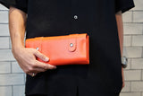 シザーケース サフィアーノ風 ロールケース オレンジ PUレザー