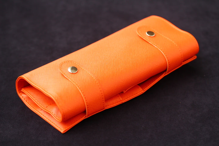 剪刀包 Saffiano 風格捲筒包 橙色 PU 皮革
