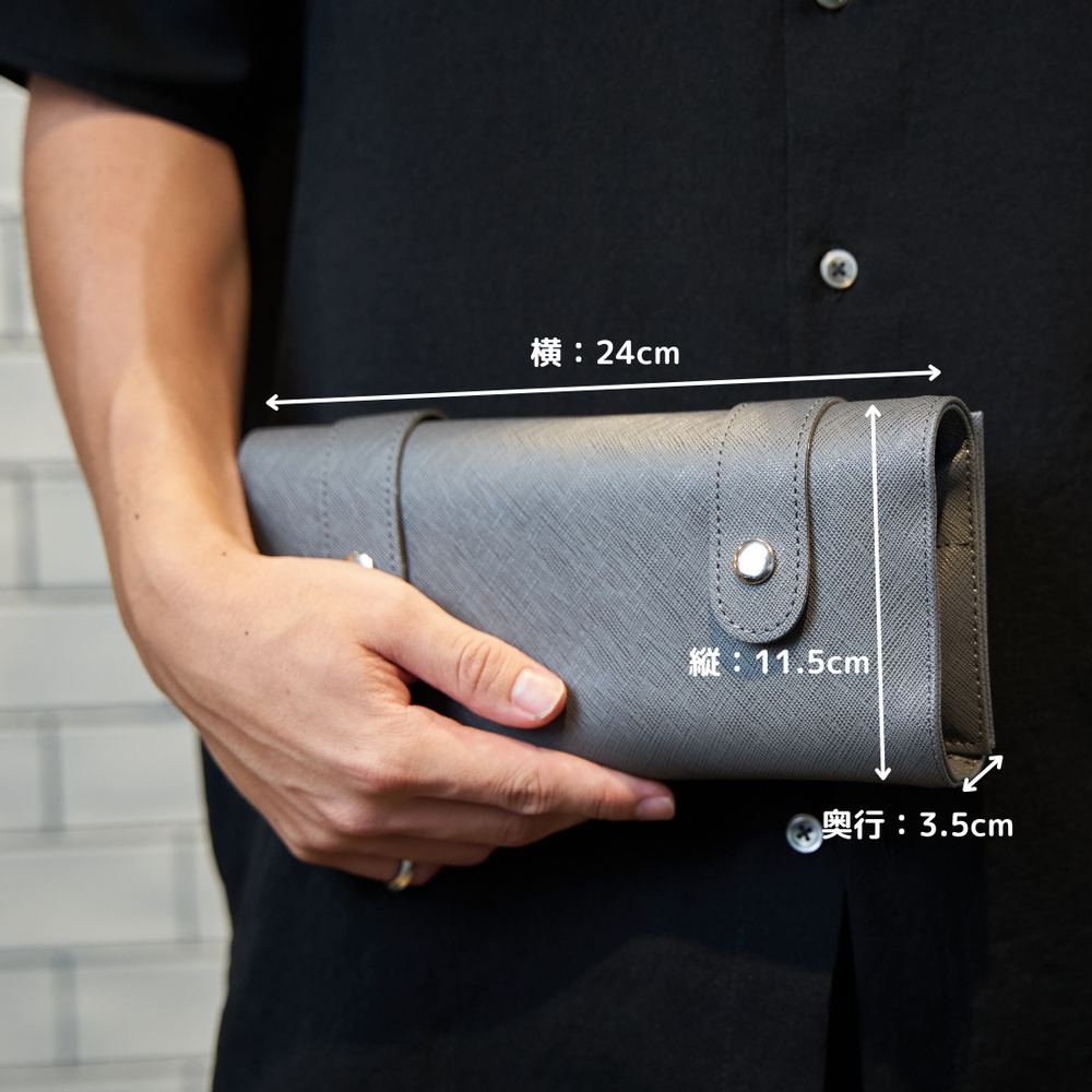 シザーケース サフィアーノ風 ロールケース グレー PUレザー – POCKE